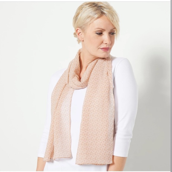 ISAAC MIZRAHI LIVE! Printed Chiffon Scarf in Cappuccino - Picture 1 of 10